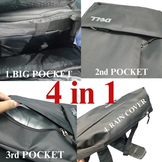 BAGXONE DELL 4-in-1 Premium Laptop Bag with Rain Cover – Stylish & Durable